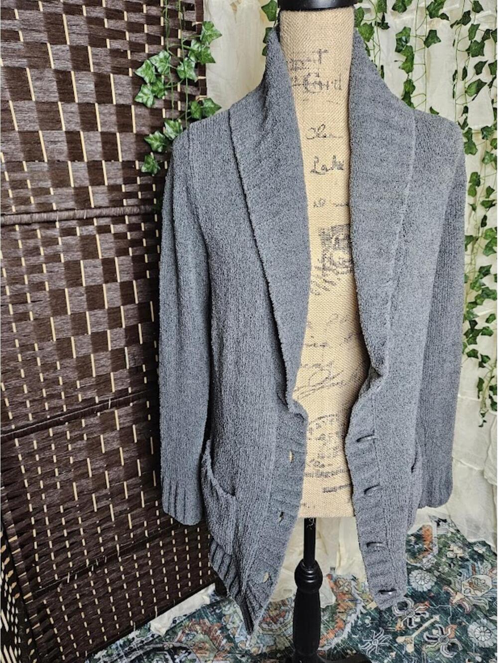 Merona Gray Shawl Collar Cardigan Small Cozy Button Front Soft Knit Sweater